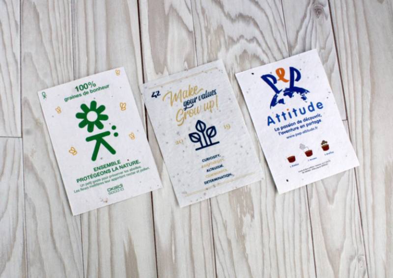 Impression de cartes de visite en graines à planter, biodégradables