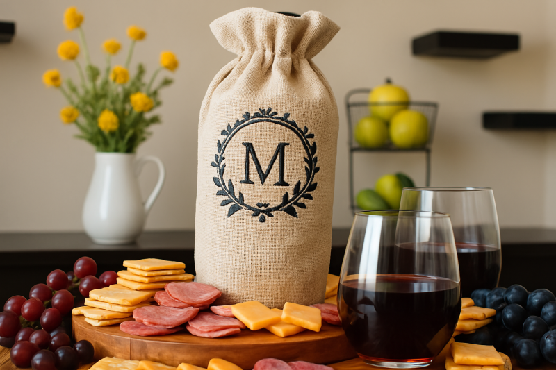 Impression de tote bag personnalisé pour bouteille de vin OPE FIVE